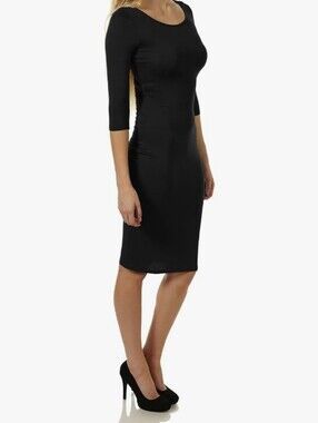 Black Scoop Neck Sheath Dress - Women